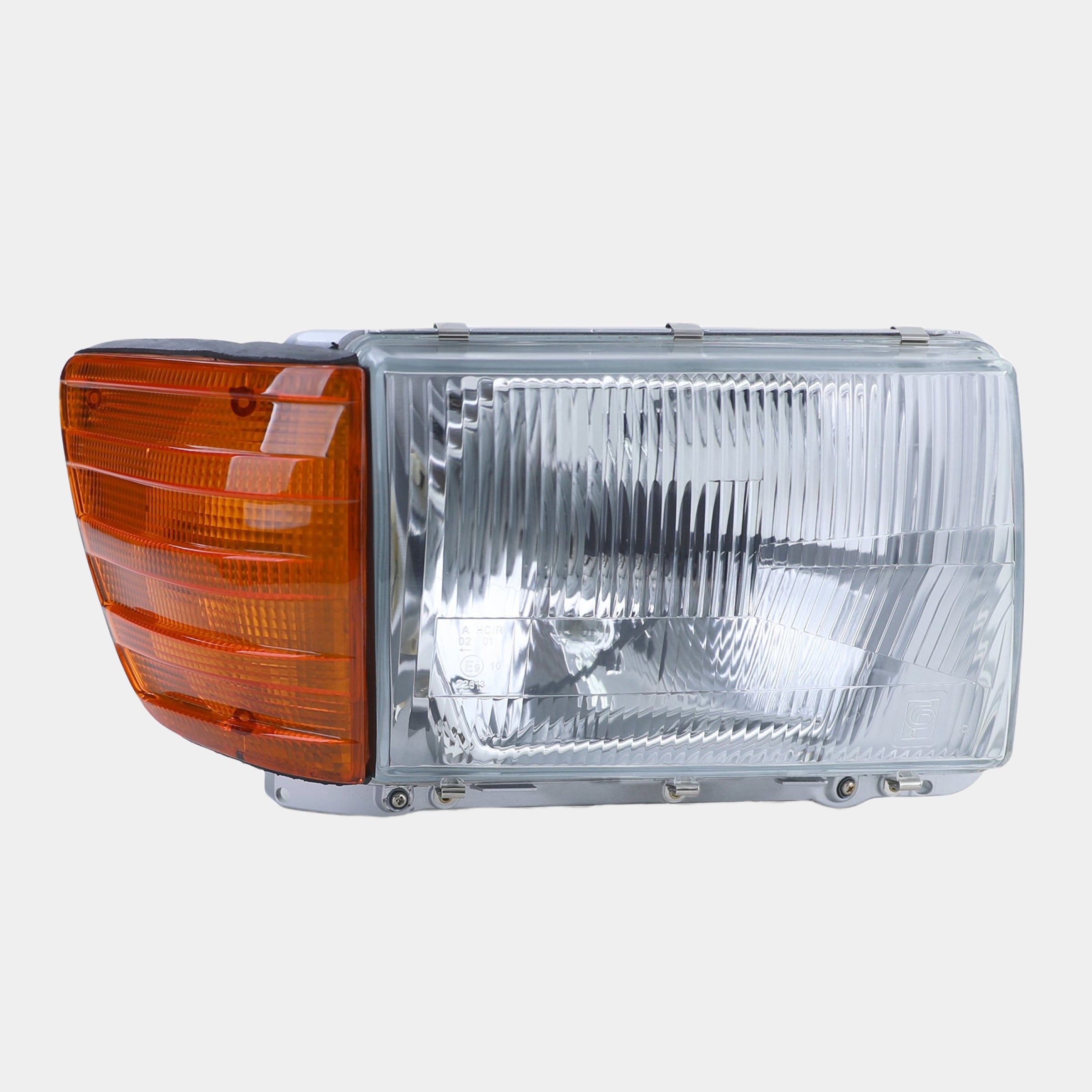 RHD Scheinwerfer Satz, mit Verstellung, 5-poliger Anschlussstecker, orangene Blinker