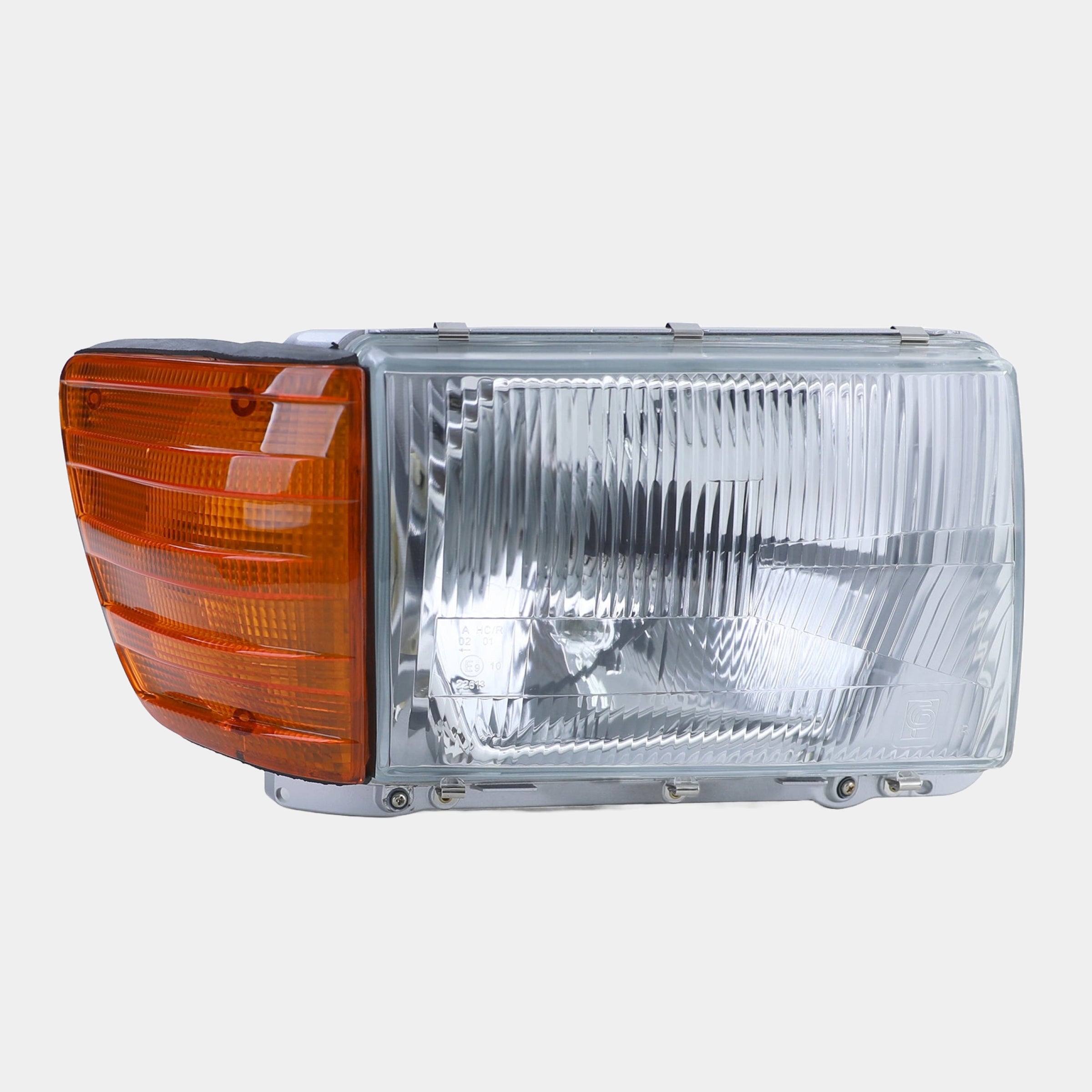 RHD Scheinwerfer Satz, manuelle Verstellung, 6-poliger Anschlussstecker, orangene Blinker