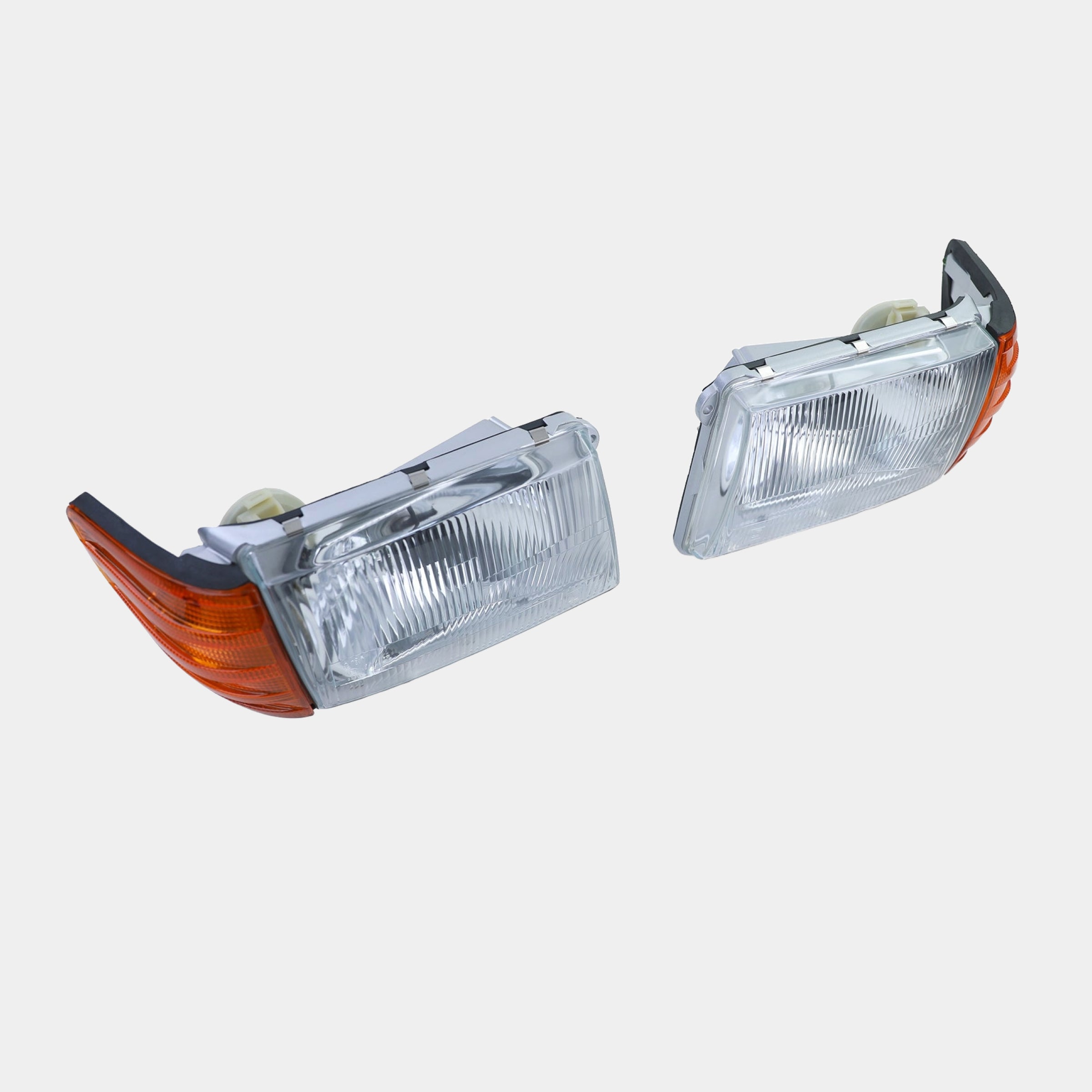 RHD Scheinwerfer Satz, mit Verstellung, 5-poliger Anschlussstecker, orangene Blinker