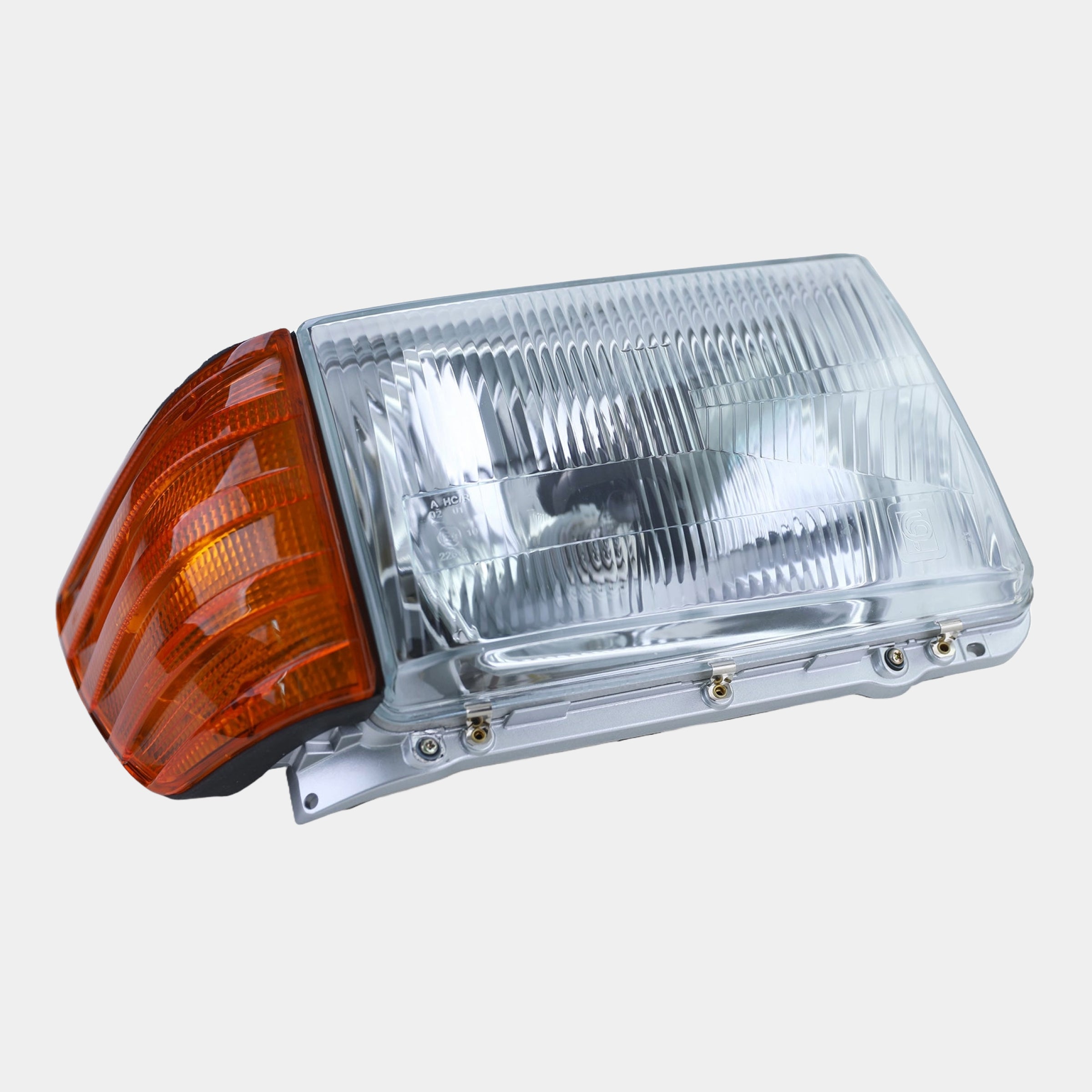 RHD Scheinwerfer Satz, mit Verstellung, 5-poliger Anschlussstecker, orangene Blinker