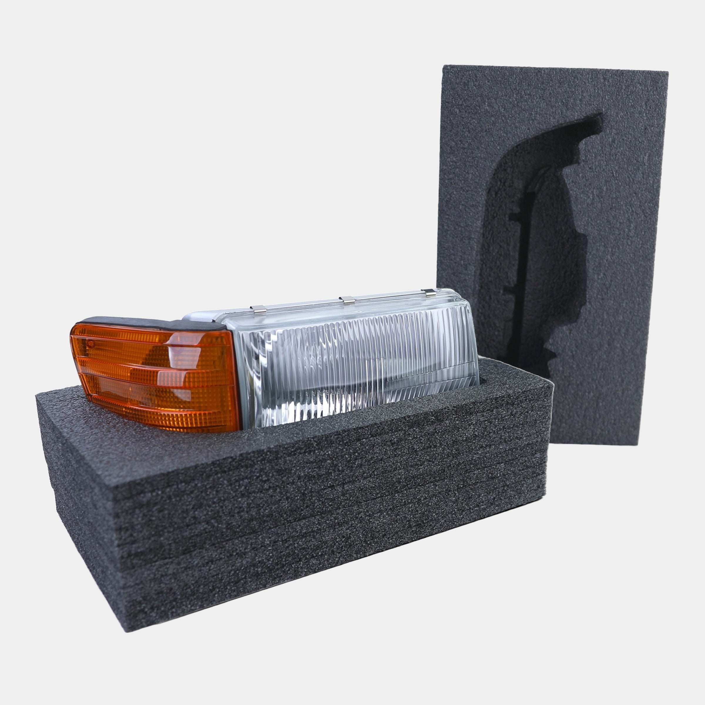 RHD Scheinwerfer Satz, mit Verstellung, 5-poliger Anschlussstecker, orangene Blinker