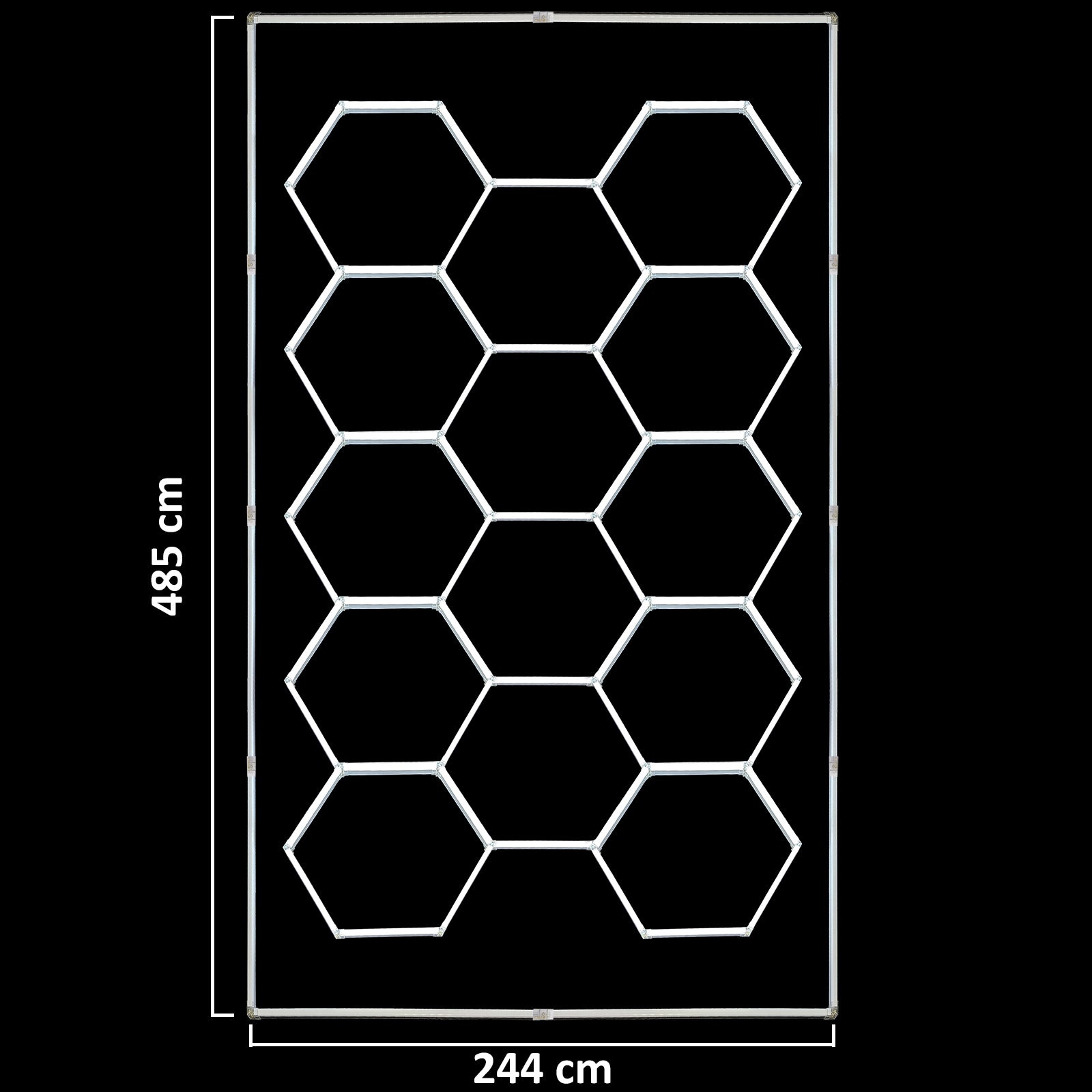 LED Hexagon Beleuchtung für Garage Werkstatt Showroom 14 Felder 2,44 x 4,85 m